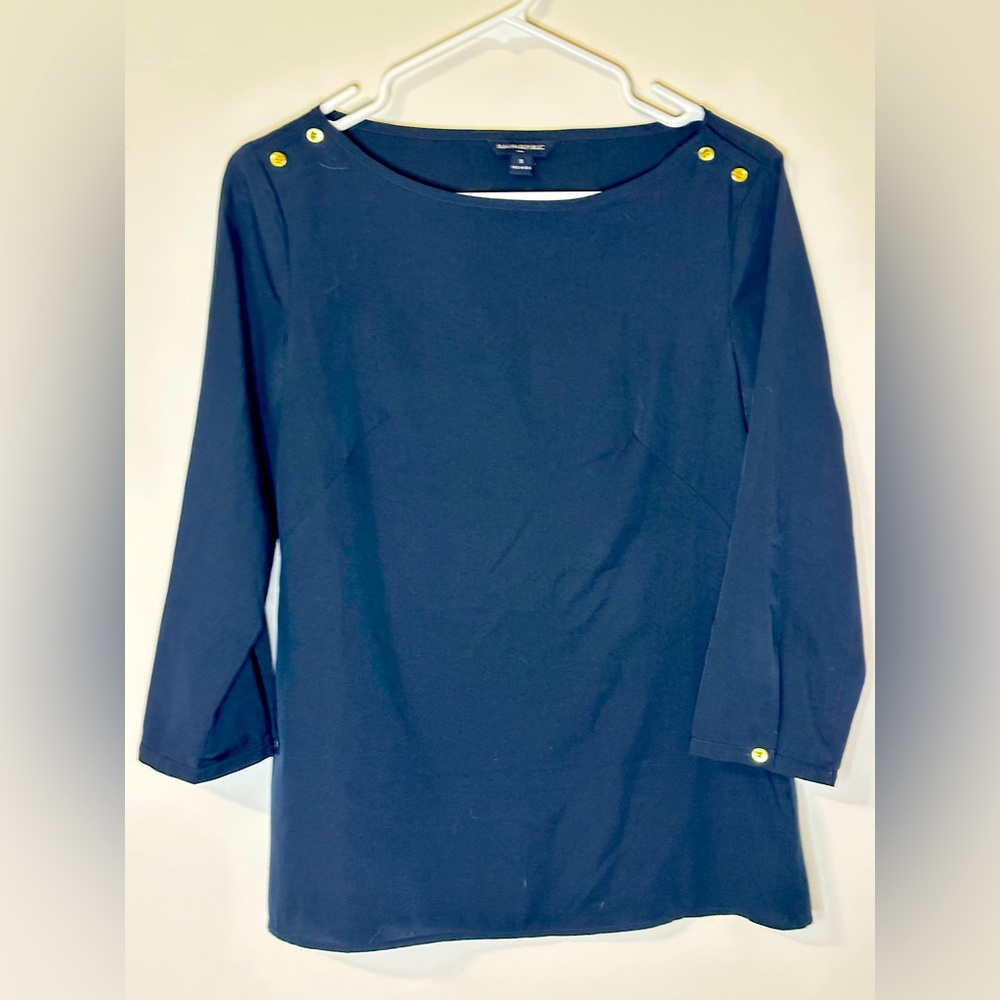Banana Republic Navy 3/4 Sleeve Blouse, Size Small